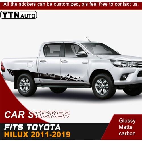 Car Stickers For toyota hilux revo 2011-2019 2 Pcs side door stripe 4X4 off road shards stripe vinyl graphics decals pickup