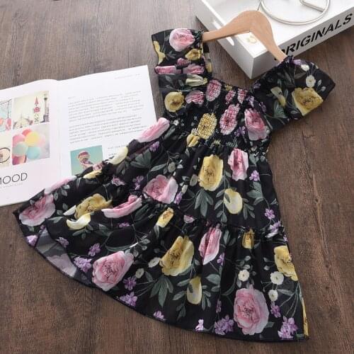 Bear Leader Baby Girls Princess Dress Fashion Kid Party Floral Dresses Ruched Causal Chiffon Costume Sweet Ruffles Vestidos 3-7Y