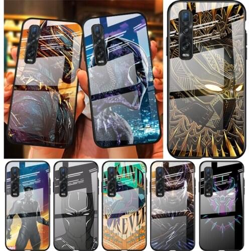 Tempered Glass Cover Marvel Avengers Black Panther For OPPO A9 2020 A52 Find X2 Lite Realme 7 7i 6 5 Pro C3 XT Phone Case