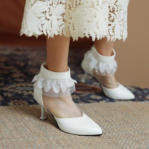 Breathable Transparent Mesh Lace Ruffled Summer Ankle Boots Wine Glass With Pointed Toe Sexy And Cute Cool Sandal Shoes