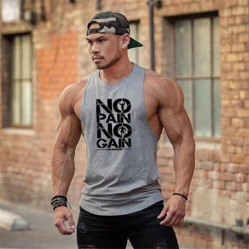 Brand gym clothing no pain no gain stringer tank top men bodybuilding tanktop singlet fitness sleeveless vest muscle Undershirt