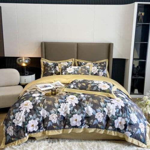 Luxury 600TC AU Cotton Bedding Set Floral Pattern Queen King Size Comfortable Bed Sheet Pillowcase Duvet Cover Set 4pcs for Home