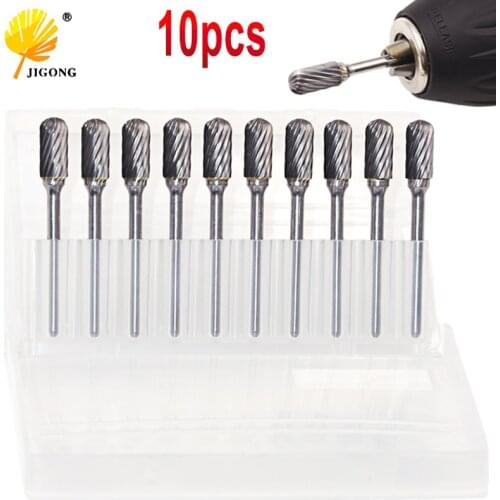 10pcs Tungsten Steel Polish End Mill Straight Shank 3x6.25mm Flute Solid Carbide Milling Cutter