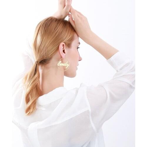 MOFLO Round Earrings Custom Name Earrings Female 304 Stainless Steel Eco-friendly Material Hypoallergenic Jewelry