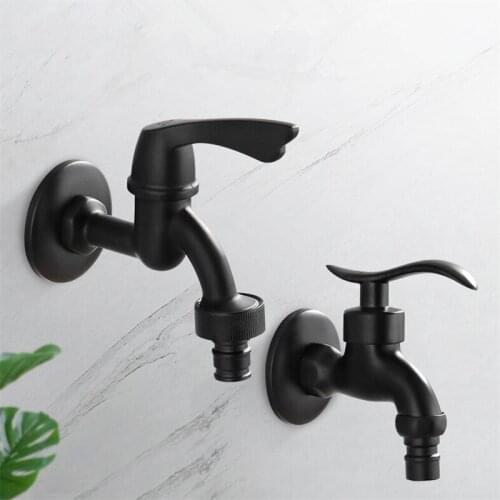 Washing Machine Faucet Brass G1/2 & G3/4 Single Cold Wall Mounted Bibcock Outdoor Garden Tap Mop Pool Faucet Free Shipping Black