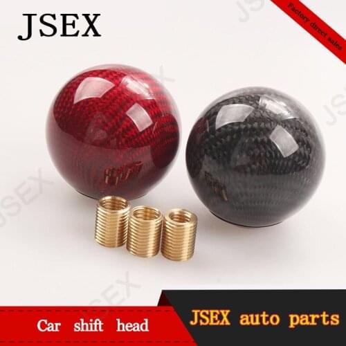 Cross-border hot-selling car modified gearshift head, carbon grain gearshift head, round true carbon ripple stick head