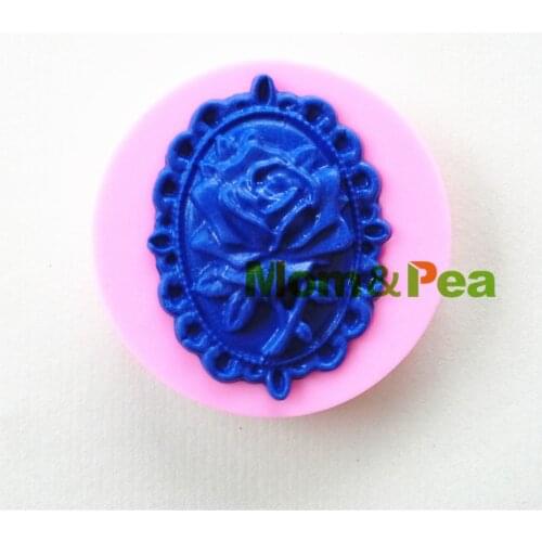 Mom&Pea 0938 Free Shipping Rose Brooch Shaped Silicone Mold Cake Decoration Fondant Cake 3D Mold Food Grade