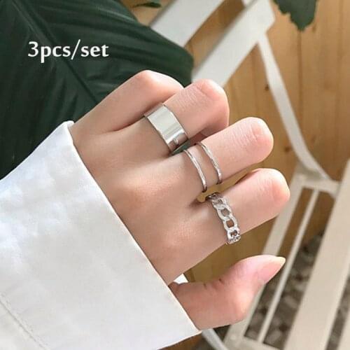 Hiphop/Rock Metal Fashion Simple Design Rings Set Opening Index Finger Sets for Women Jewelry Korean Version Joint Rings 2021