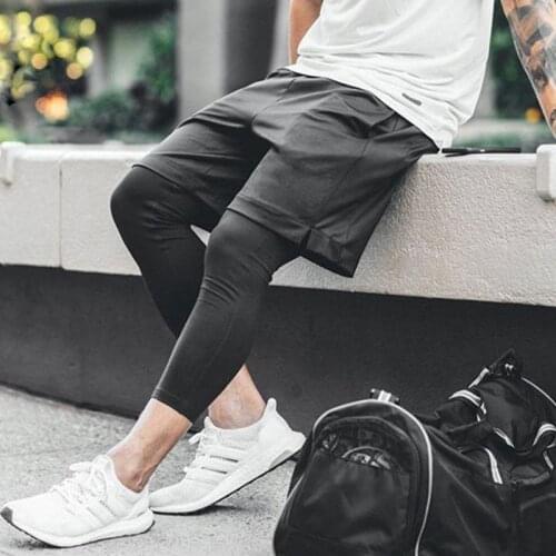 2021 Double layer pants 2 in 1 Quick Drying training Running pants Beach Gym Jogging trousers Fitness Workout Sweatpants Pocket
