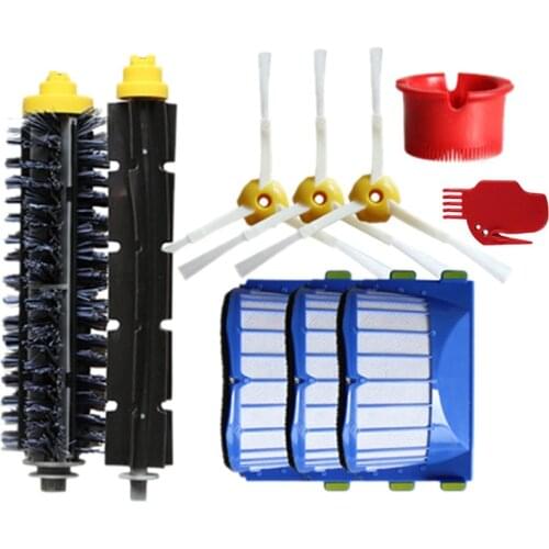 Filter Brush Kit for IRobot Roomba 600 Series Bristle & Beater Brush 3 Arms Side Brush for 620 630 650 660 Vacuum Cleaner Parts