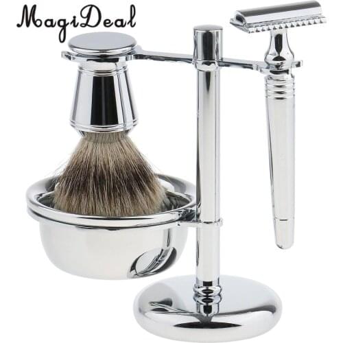 MagiDeal Removable Men Classic Shaving Tool Set Razor+Brush+Stand Weighted Base+Bowl salon shaving tools