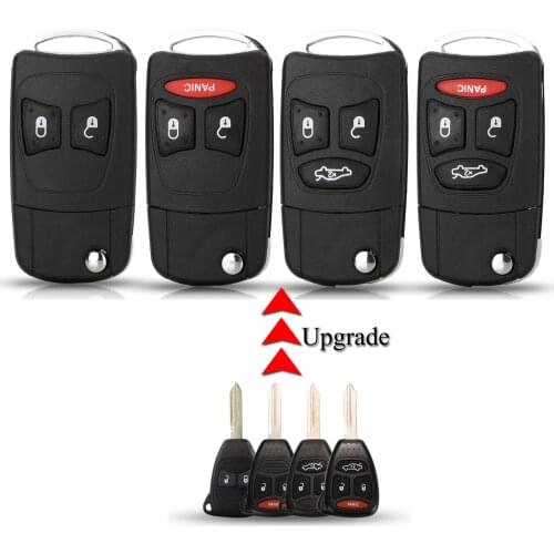 Kutery Upgrade Folding Car Key Shell For Jeep Commander Grand Cherokee Chrysler Aspen 300 Dodge 2/3/4 Buttons Remote Key Case