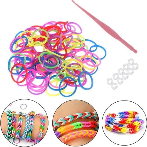 About 120pcs Rubber Loom Bands Girl Gift For Children Elastic Band For Weaving Lacing Bracelet Toy Diy Material Set