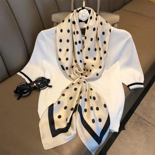 Luxuy Fashion Silk Square Scarf For Women 90*90cm Neck Hair Tie Band Bag Warp Soft Neckerchief Hijab Headscarf Female Foulard