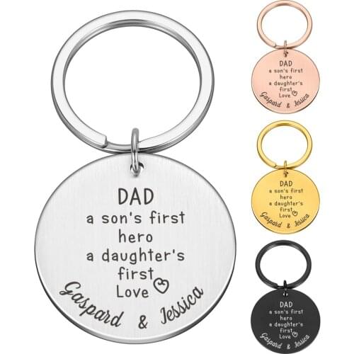 Fathers Day Gifts Dad Birthday Personalized Keychain Gift from Daughter for Husband Stepfather Dad Custom Engraved Keychains
