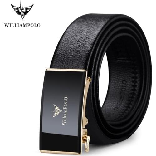 WILLIAMPOLO 2021 Genuine leather Brand Belt Men Top Quality Luxury Inside wear Belts for Men Strap Male Metal Automatic Buckle
