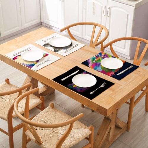 Placemats for Table Colorful Animals Dogs Printed Waterproof Coaster Tableware Mat Simple Home Dinning Party Decor 32*42cm 1pc