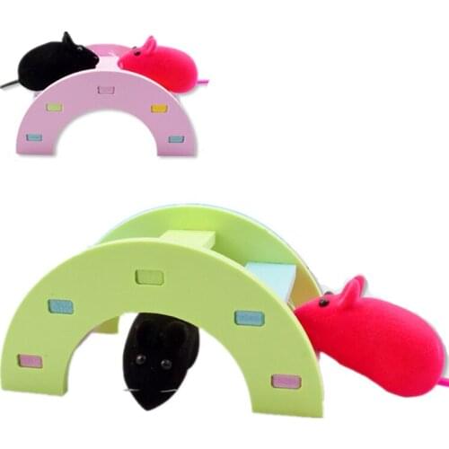 Hamster Hideout Cute Hamster Exercise Toy Rainbow Bridge Color Ladder For Small Animals Climbing Wood Toy Pet Supplies