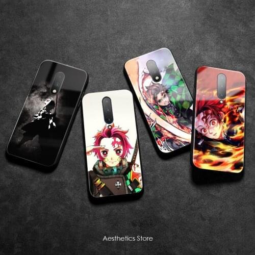 Tanjiro Kamado Kimetsu no Yaiba Anime Tempered Glass Soft Silicone Phone Case Cover Smooth Shell for OnePlus 6 6T 7 7T Pro