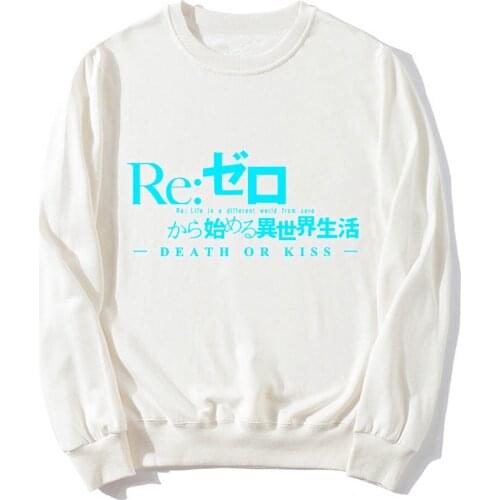 Re:Life in a different world from zero Hoodie Long Sleeves Round Collar Sweatshirt Harajuku Loose Youthful Jacket