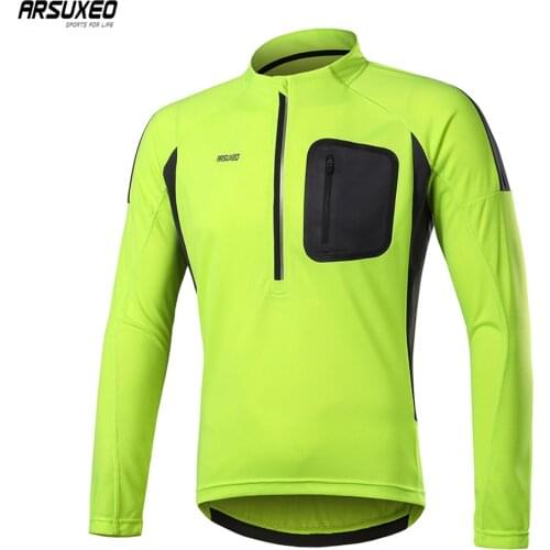 ARSUXEO Cycling Jerse Mens Pro Team black Long Sleeve Jersey Race Bicycle Cycling Clothes Mesh Fabric Loose Breathable