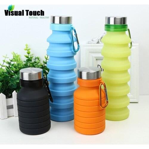 Visual Touch 550ml Multi-Function Outdoor Folding Silicone Cup Portable Telescopic Drinking Kettle Collapsible Bottle Reusable