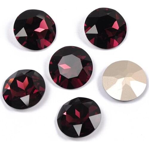 YANRUO 1201 27mm Amethyst Round DIY Metal Claw Setting K9 Crystal Strass Point Back Sew On Rhinestones For Needlework