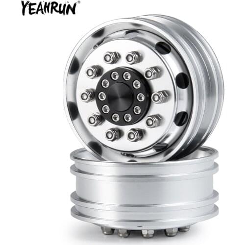 YEAHRUN 1/2/4Pcs Metal Alloy Beadlock Front Wheel Rim Hub For 1/14 Tamiya Trailer Tractor Truck RC Car Parts
