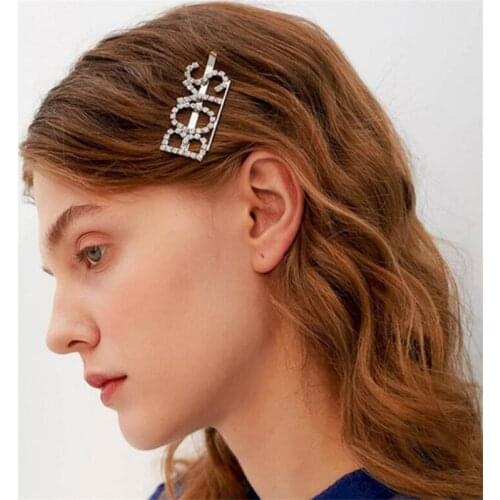 Shining Letter Hairpins Crystal Shiny Rhinestones Letters Hair Clips Women Styling Tool Hairgrip Diamond Hair Accessories