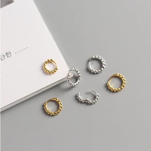WTLTC 925 Sterling Sliver Beaded Hoop Earrings for Women Small Tiny Ear Huggies Earrings 10mm 12mm Ball Circle Hoops Earrings