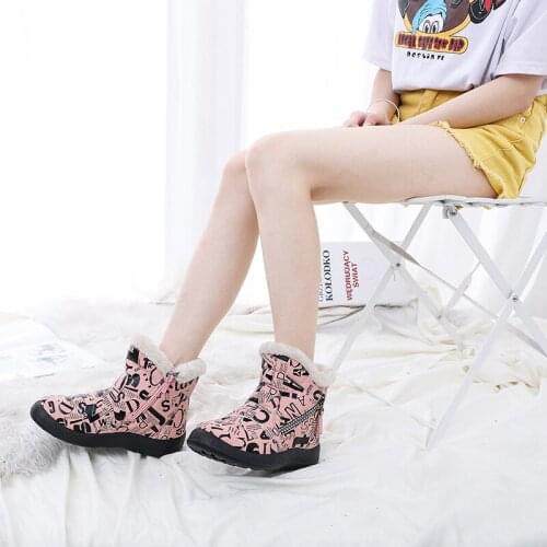 Women Snow Boots Winter Girl Plus Size Casual Ankle Boots Fashion Printed Zipper Plush Female Flats Parent-child Shoes New