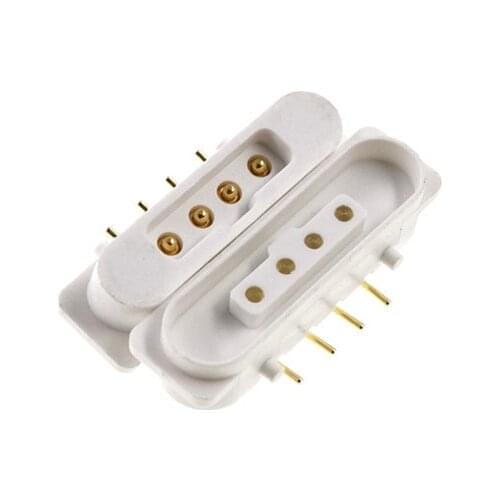 1 Pair Spring Loaded Magnet Pogo Pin 4 Pins 2.5 mm 2.75 mm Pitch Right Angle Through Holes Solder Male Female Probe Contact