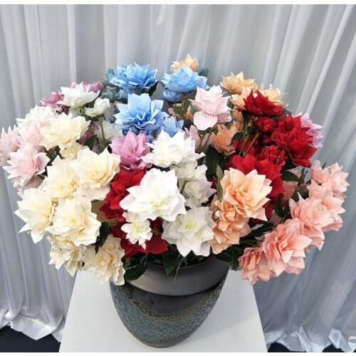 10pcs 3Head Artificial Narcissu Flower Branch For Plant Wall Background Wedding Archway Ceiling Home Hotal Office Bar Decorative