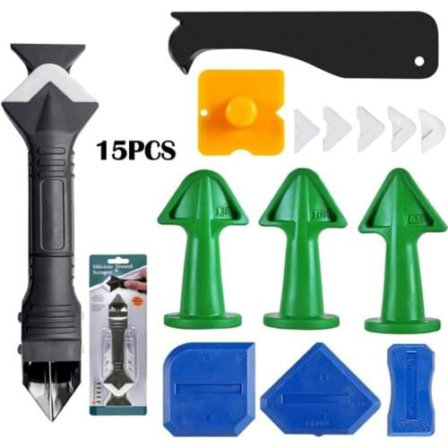 15-Piece Caulking Tool, Plastic Silicone Nozzle, 3 in 1 Metal Scraper, Scraper Seal