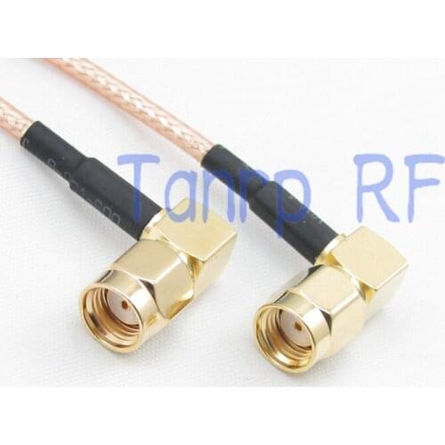 2PCS 20INCH RP-SMA male right angle to RP-SMA plug right angle RF connector 50CM Pigtail coax jumper cable RG316 extension cable