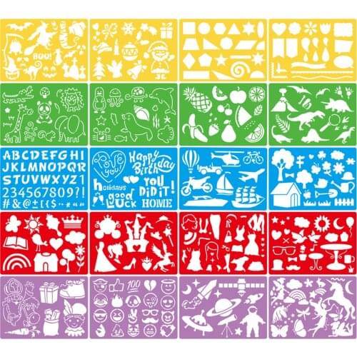 20pcs Drawing Stencils Set Plastic Art Drawing Templates Kids ChildrenS Drawing Template Colorful English Number Template