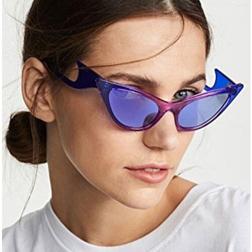 2019 Sexy Women Cat Eye Sunglasses Purple Brand Designer Sun Glasses Fashion Ladies Candy Mirror Glasses Multicolor UV400 Shades