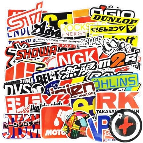 50 PCS Racing Car Stickers Graffiti JDM Car Modification Waterproof Sticker for Motorcycle Bicycle Helmet Motor Suitcase Laptop