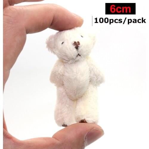 100pcs 6.0cm jointed mini Teddy Bears plush toys foot with leather