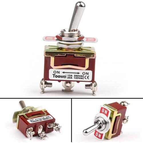 Artudatech 1Pcs 2 Terminal 3Pin ON-ON 15A 250V Toggle Switch Screw SPDT Industrial Grade