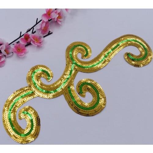Sequined Flower Appliqued Cosplay Costume Trims Diy 10 Pcs Embroidered Patches Iron On Performance Dance Trims 34*16cm