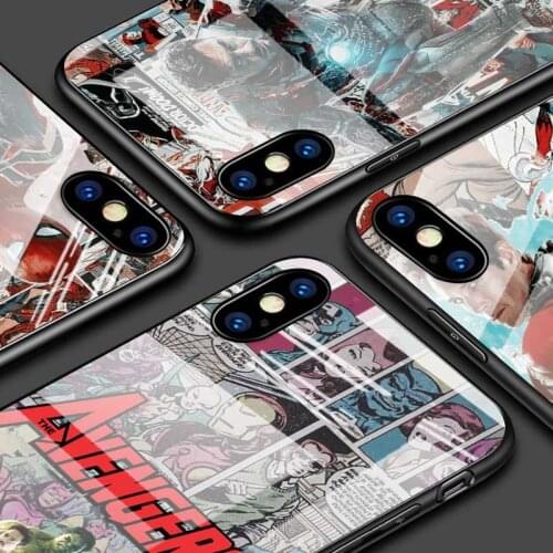 Tempered Glass Cover The Avengers superheroes For Apple iPhone 12 11 8 7 6 6S XS XR SE X 2020 Pro Max Mini Plus Phone Case