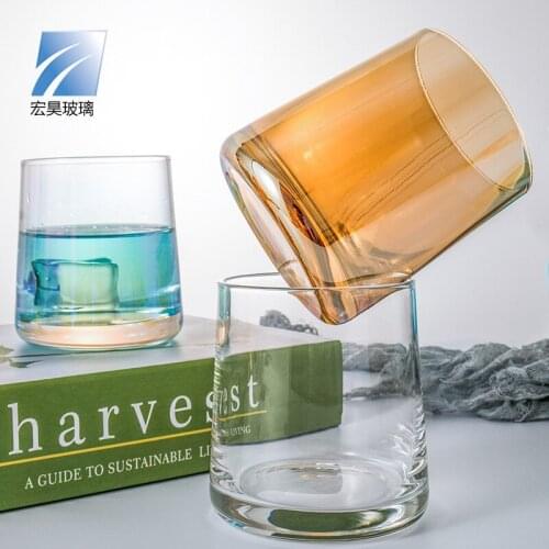 INS Nordic Colorful Glass Glass Glass Home Whiskey Glass Glass Glass Thick Bottom Ion Plated Creative Fruit Drink Glass
