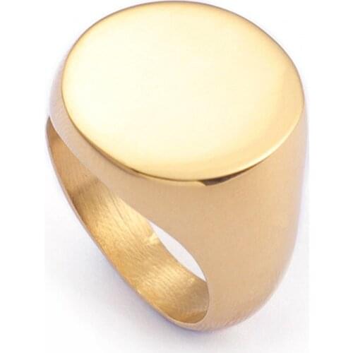 Customize Personalized Mens Stamp Rings 17mm Stainless Steel Blank Signet Friendship Ring Free Engraving Photo Name Your Design