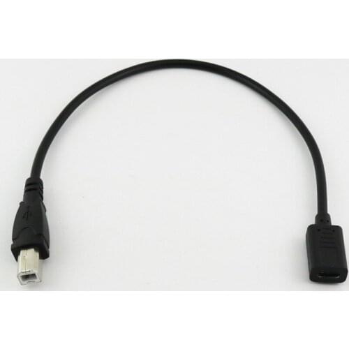 1x USB 3.1 Type C Female to USB 2.0 B Male Plug Printer Scanner Data Connector Adapter Cable Cord 1ft/30cm