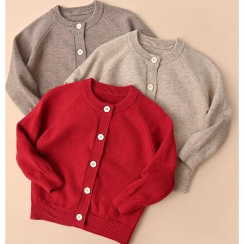 2 - 14 Years Children Cardigan Sweater For Girls Boys Long Sleeve Single Breasted Knitted Outerwear Kids Teens Soft Knitted Tops