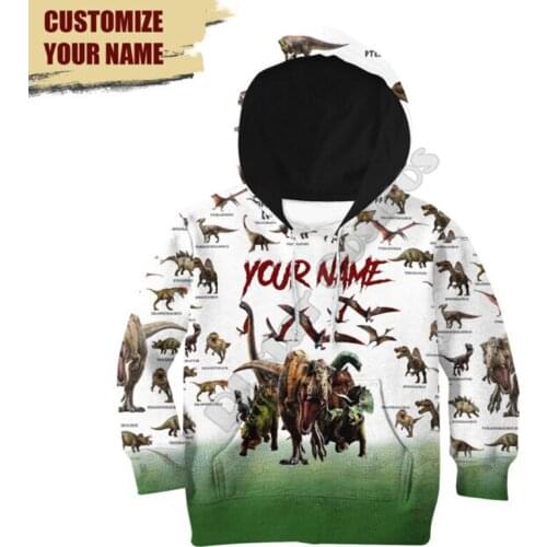 Dinosaur Customize your name 3d printed Hoodies family suit tshirt zipper Pullover Kids Suit Funny Sweatshirt Tracksuit 01