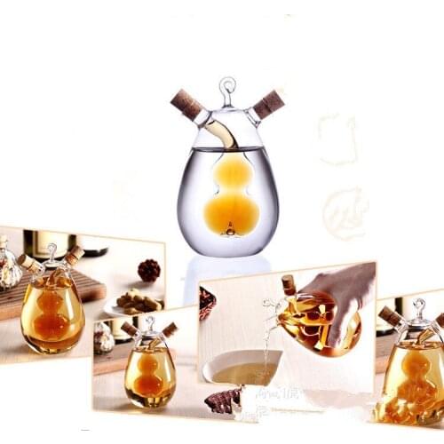 1PC Kitchen Glass Oil Bottle Multi-purpose Vinegar Cruet 2 in1 Handblown Vinegar Cruet Soy Sauce Vinegar Glass Bottle OK 0358