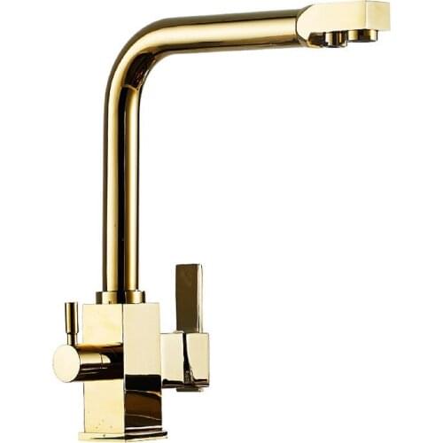 Filter Kitchen Faucet Drinking Water Single Hole Black Hot & cold Brass Square Gold Pure Water Sinks Deck Mounted Mixer Tap