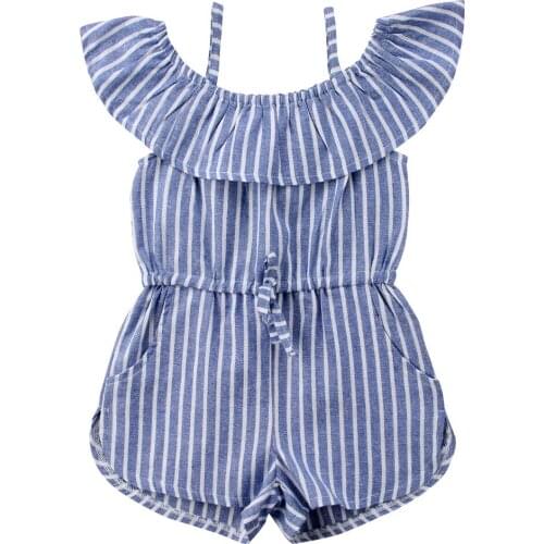 Pretty Toddler Kids Girls Striped Romper Jumpsuit Clothes Outfit 1-6Y